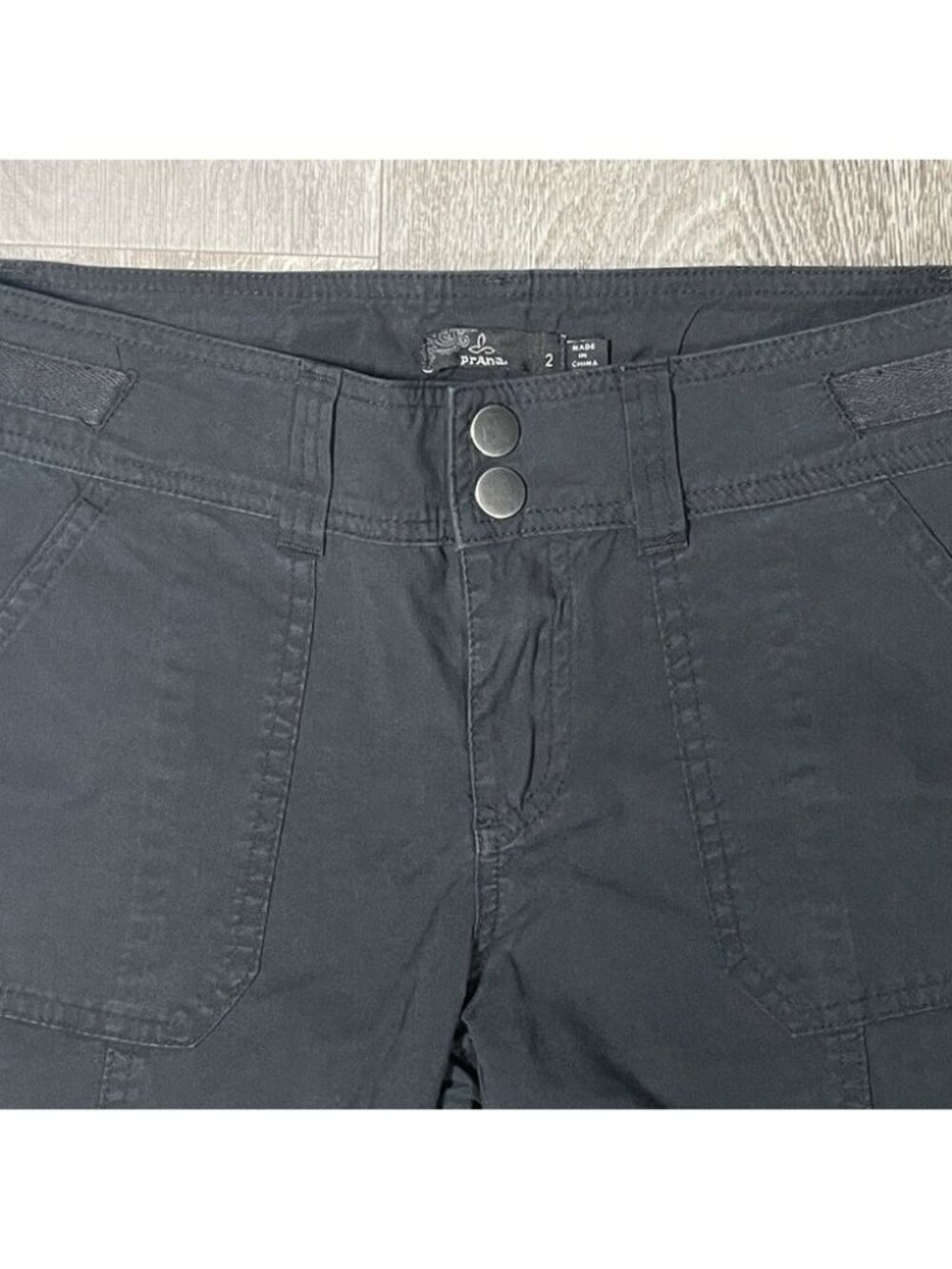 Prana Essex Outdoor Hiking Black Snap Closure Pants - Women Size 2 - Picture 3 of 13